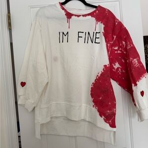 Stylish White and Red Graphic Sweater